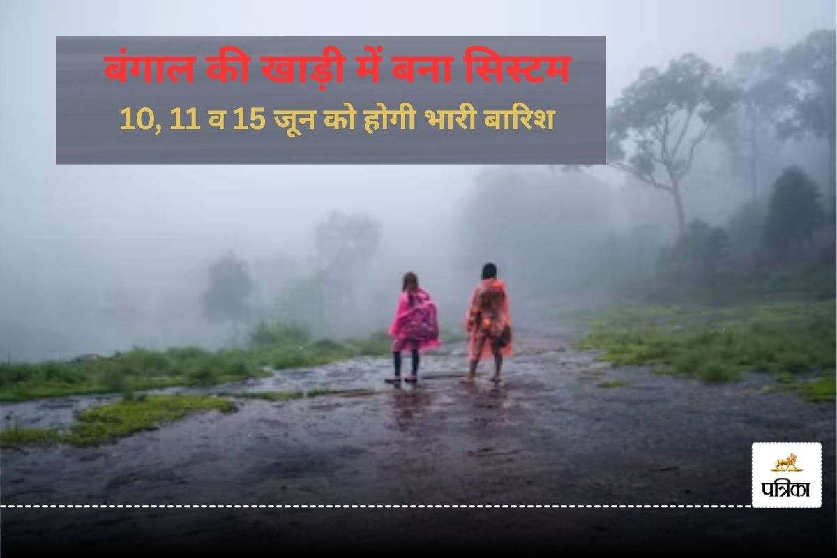 मानसून ने पकड़ी रफ्तार! 10, 11 व 15 जून को होगी भारी बारिश, बंगाल की खाड़ी में बन
रहा है नया सिस्टम