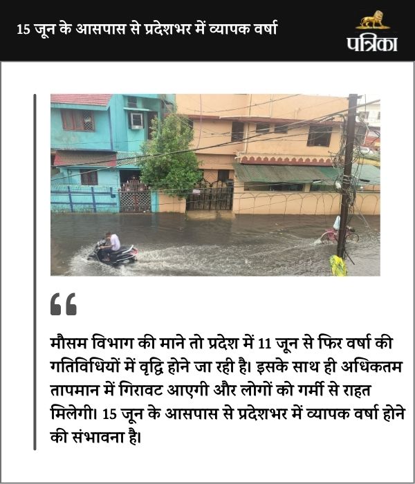 मानसून ने पकड़ी रफ्तार! 10, 11 व 15 जून को होगी भारी बारिश, खाड़ी में बन रहा नया सिस्टम, Alert जारी