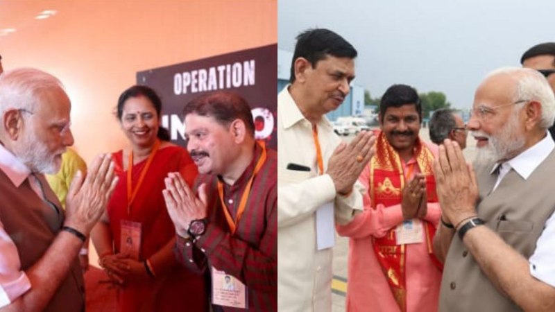 अरविंद राज त्रिपाठी और वीरेंद्र दुबे प्रधानमंत्री से मुलाकात करते फोटो सोर्स 'X'