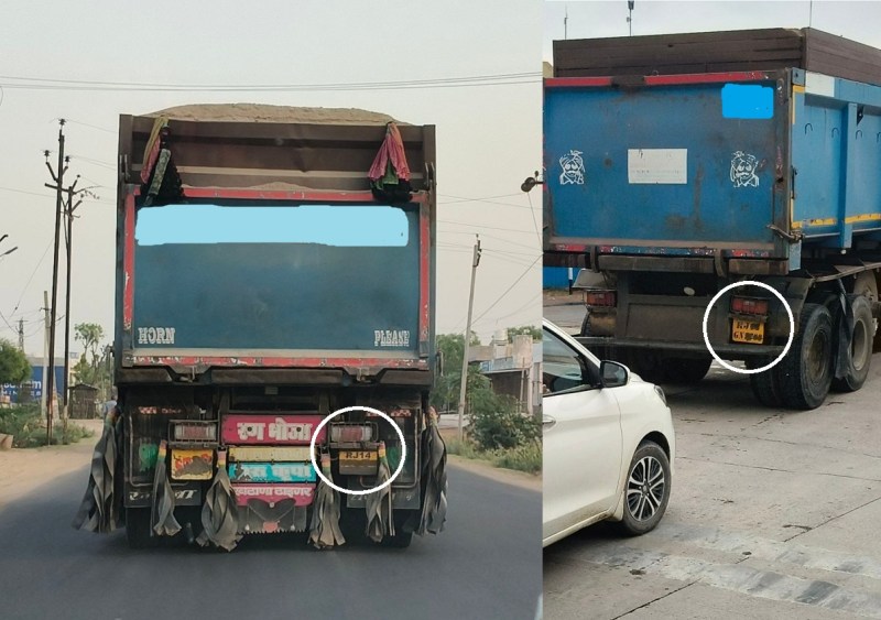 Overload vehicles are running with their number plates blacken