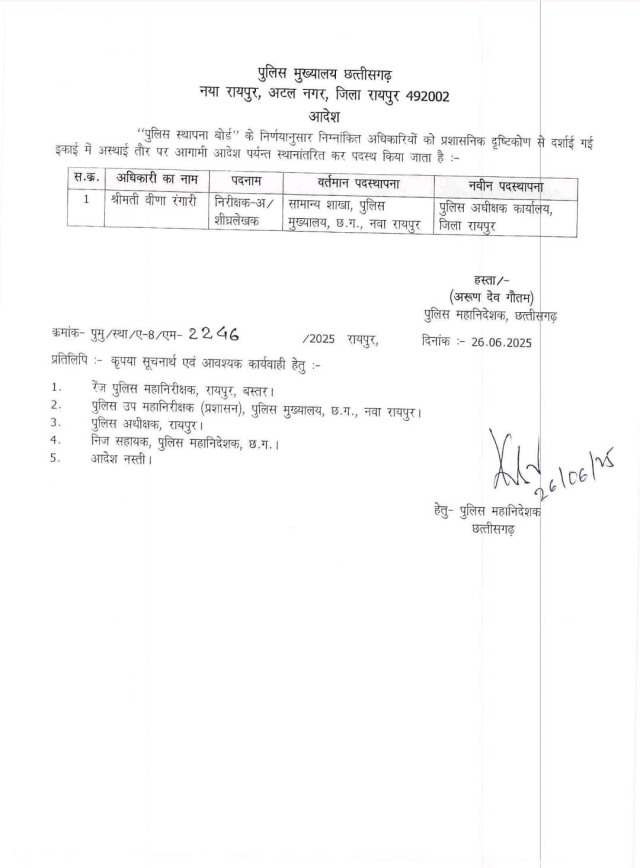 CG Police Transfer: 49 पुलिसकर्मियों का तबादला! TI, SI, ASI और हेड कांस्टेबल और कांस्टेबल हुए इधर से उधर, देखें List