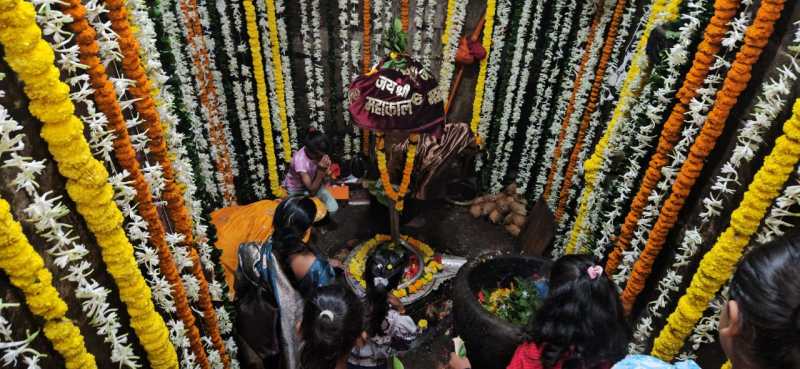 काशी से पहुंचे ब्राम्हणों द्वारा किया जा रहा महादेव का रूद्राभिषेक