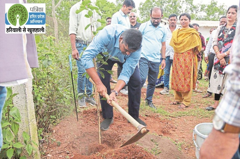एक पेड़ मां के नाम अभियान के तहत लगाए पौधे (Photo source- Patrika)