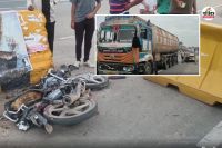 Bharatpur Tragic Accident Gas Tanker Crushed 2 Bike Riders Many Body Parts Scattered on Road