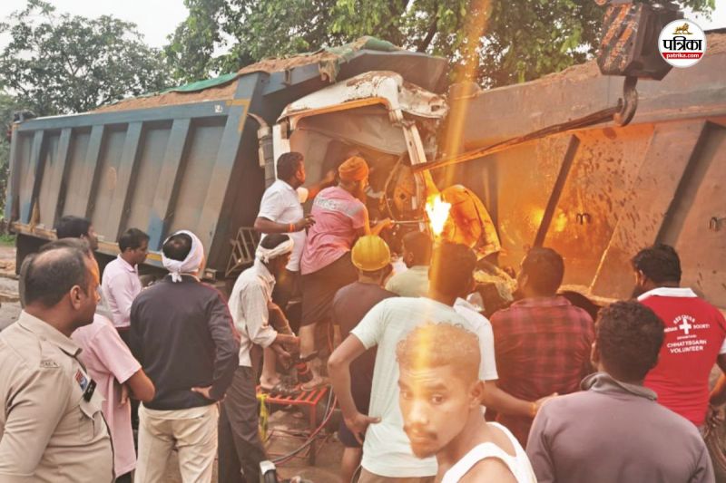 हाइवा की टक्कर से एक की मौत (फोटो सोर्स- पत्रिका)