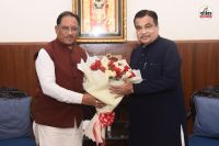केंद्रीय मंत्री नितिन गडकरी से मिले CM साय (फोटो सोर्स- DPR)