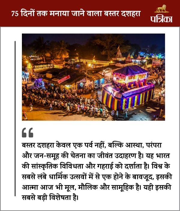 75 दिनों तक चलने वाला बस्तर दशहरा