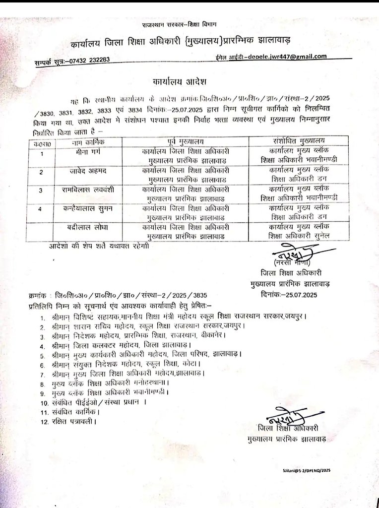 शिक्षा विभाग का आदेश