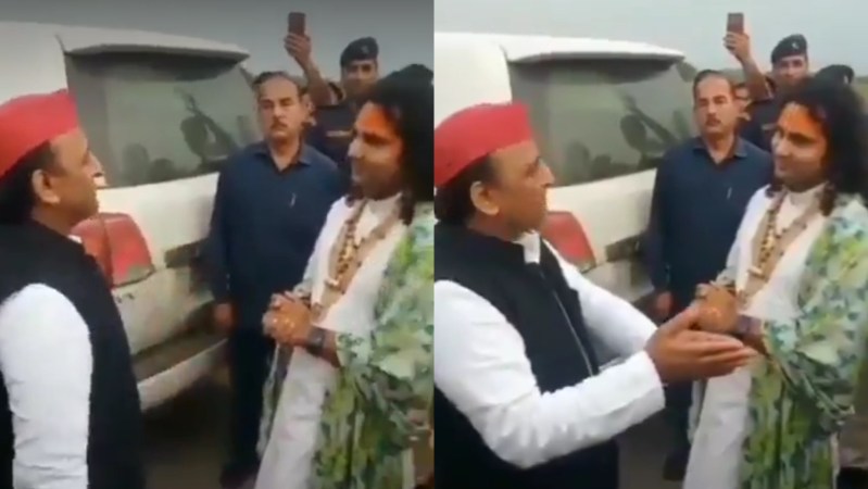 अखिलेश यादव और स्वामी अनिरुद्धाचार्य (फोटो सोर्स- 'X' वीडियो ग्रैब)