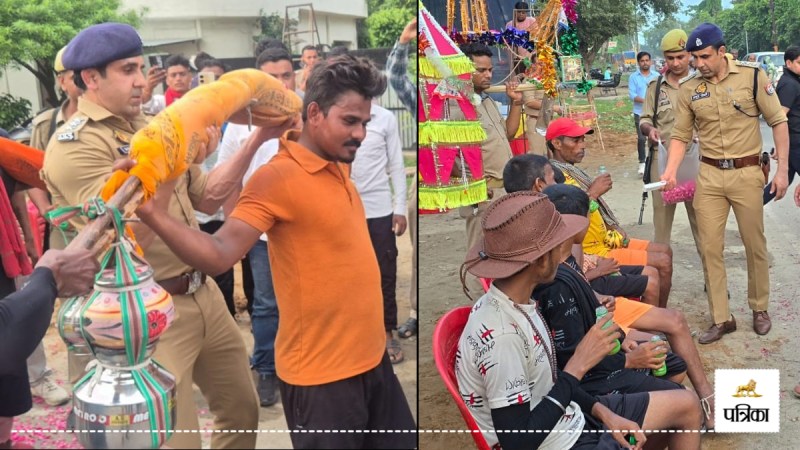 Kanwar Yatra 2025 CO Anuj Chaudhary join devotees Showers Flowers Distributes Fruits Massages Feet