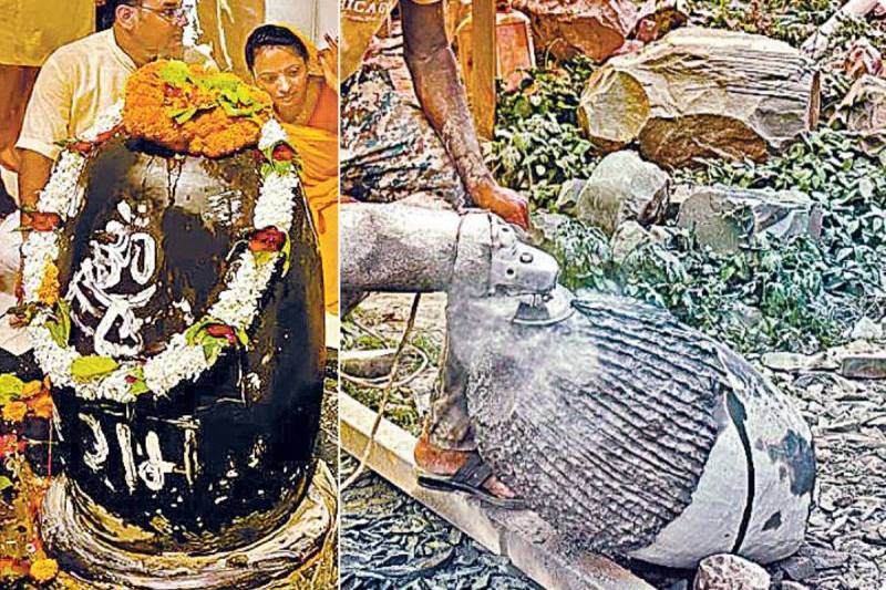Natural Shivling in narmada river