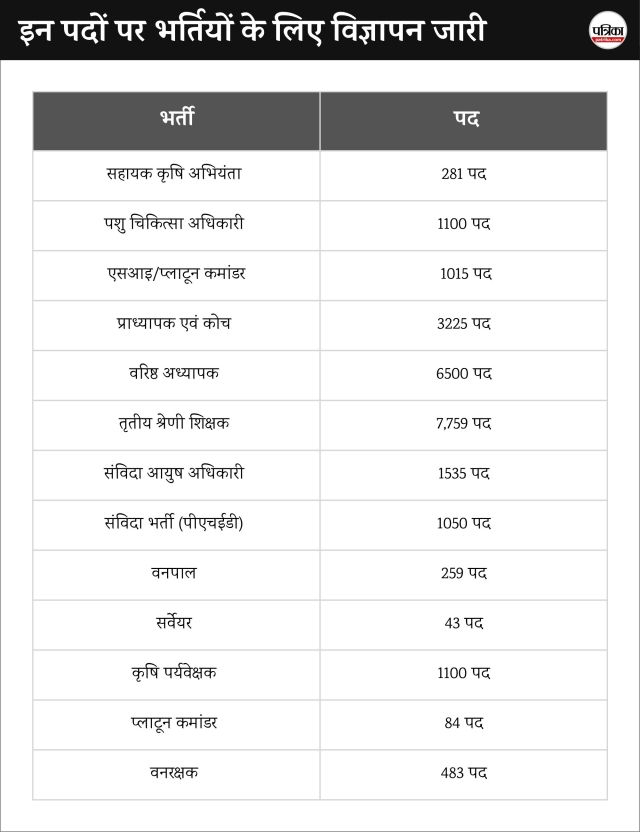 Recruitment for government jobs in Rajasthan