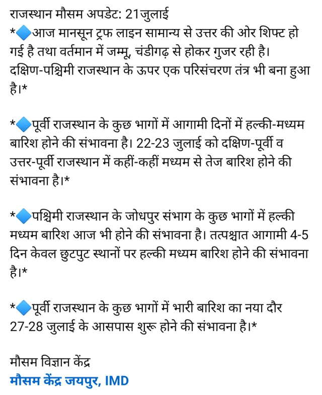 Rajasthan Rain Alert