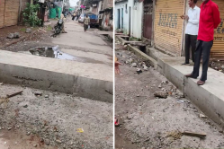 90 डिग्री ब्रिज के बाद भोपाल में एक और अजूबा, निगम ने सड़क के बीच में बना डाला 2
फीट ऊंचा नाला, गुजरें कैसे? - image
