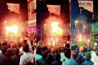 burning hindu rashtra banner viral video during Moharram procession sparks communal tension in ratlam mp news