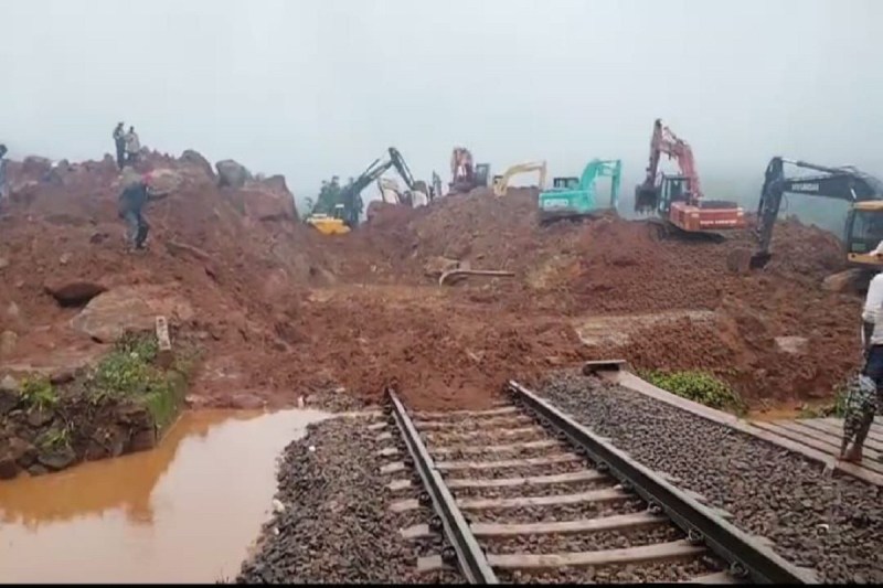 Landslide on railway line