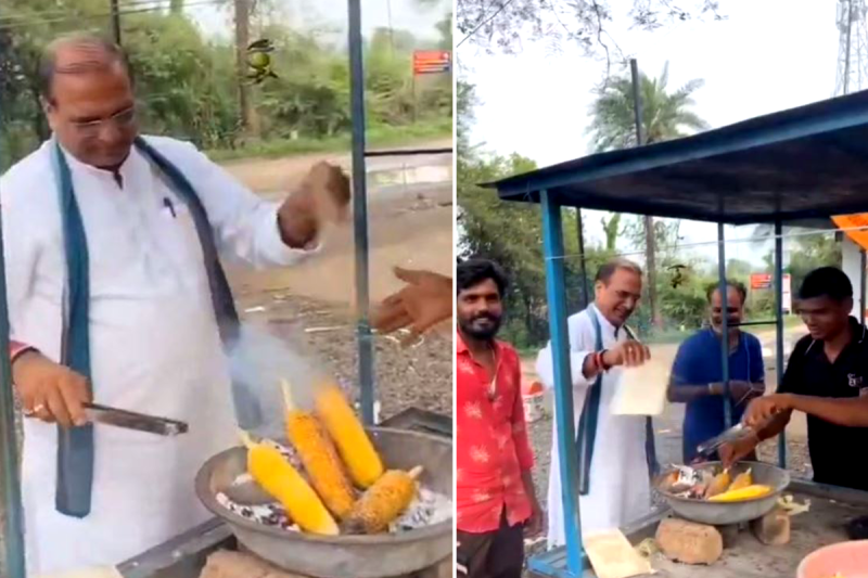 MP Sudhir Gupta Roasting Corn