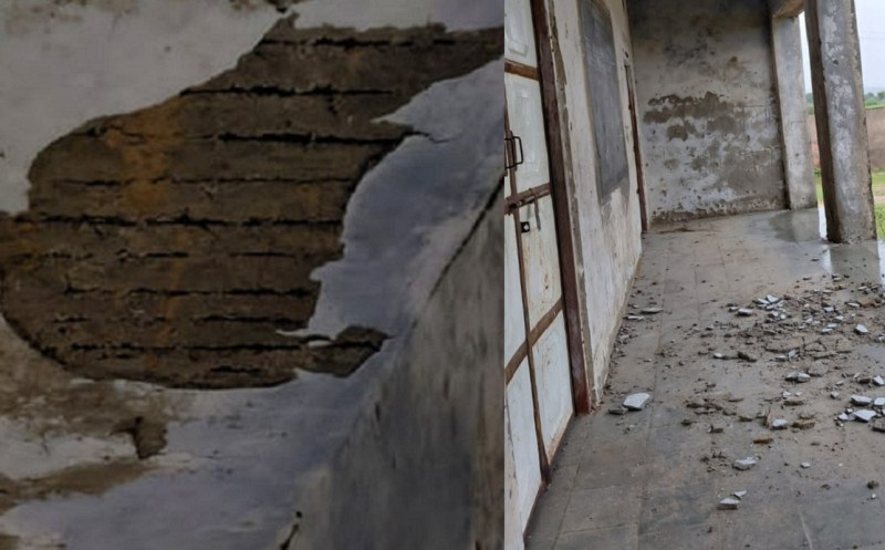 Studies being done in the dilapidated building of government school