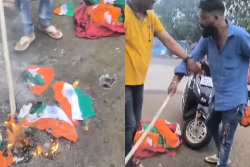 national flag burned in bhopal tiranga insult mp news