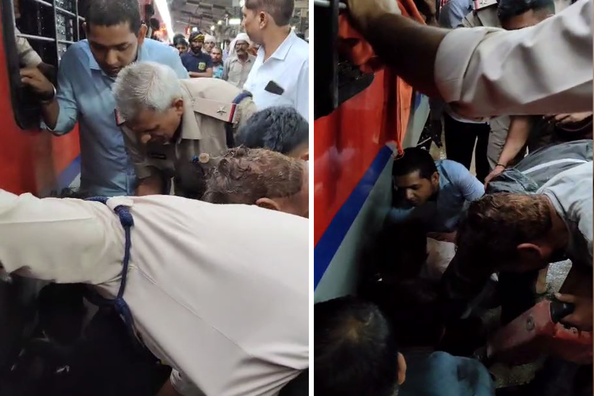 चलती ट्रेन पर चढ़ते हुए ट्रेन और प्लेटफार्म के बीच फंसी महिला, 100 फीट तक घिसटने
के बाद ऐसे बची जान