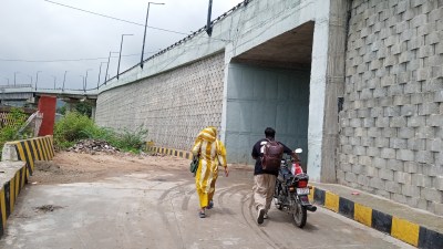 आबूरोड. गांधीनगर ओवर ब्रिज, जिसके निकट अंडरब्रिज प्रस्तावित है।