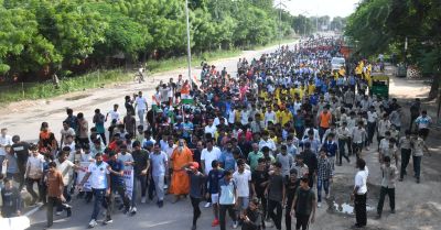 बीकाणा वॉकथॉन में खिलाड़ियों विद्यार्थियों और खेल प्रेमियों ने कदम से कदम मिलाया