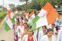 एनएचएम कर्मियों की ‘तिरंगा न्याय यात्रा’ (Photo source- Patrika)