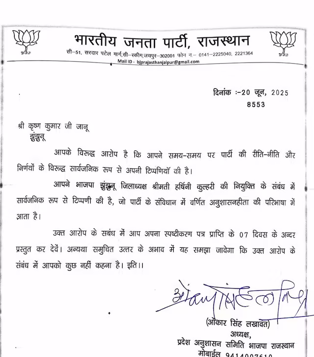 पार्टी का नोटिस