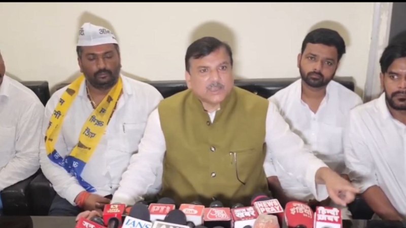 पत्रकारों से बातचीत करते आम आदमी पार्टी सांसद संजय सिंह (फोटो सोर्स- 'X' वीडियो ग्रैब)