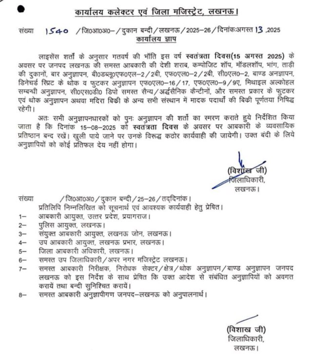 जिलाधिकारी कार्यालय ने जारी किया आदेश ('X' सोशल मीडिया)