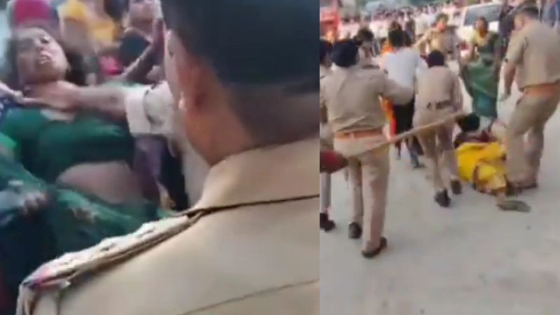 पुलिस ने किया बल प्रयोग (फोटो सोर्स- 'X' वीडियो ग्रैब)