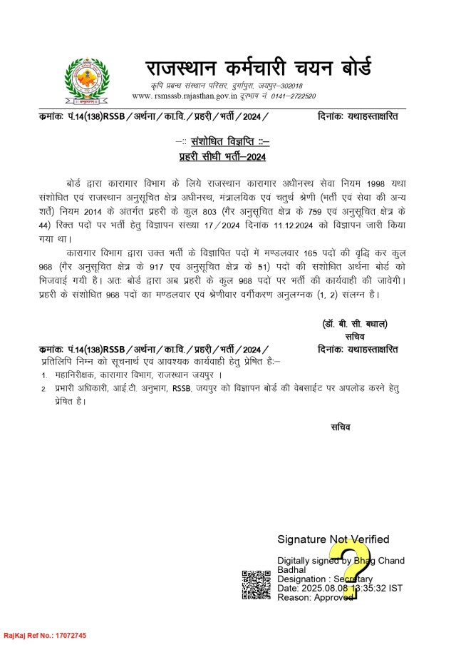 Jail Prahari Vacancy