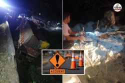 Udaipur Horrific Accident : गोगुंदा पिंडवाड़ा हाईवे पर दर्दनाक सड़क हादसा, तेज
रफ्तार ट्रेलर खाई में गिरा, चालक-खलासी की मौत - image