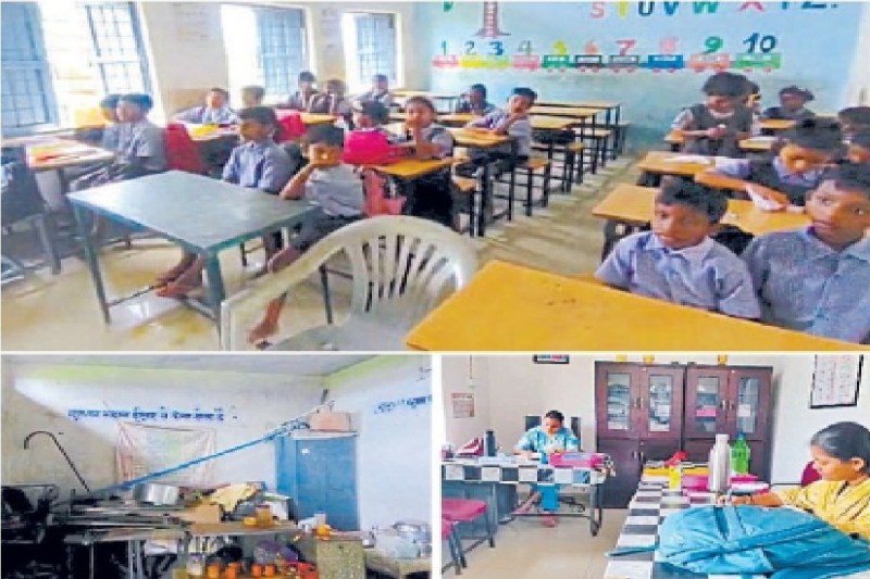 600 से अधिक स्कूल भवन बदहाल, एक कमरे में चल रहीं कक्षाएं(photo-patrika)