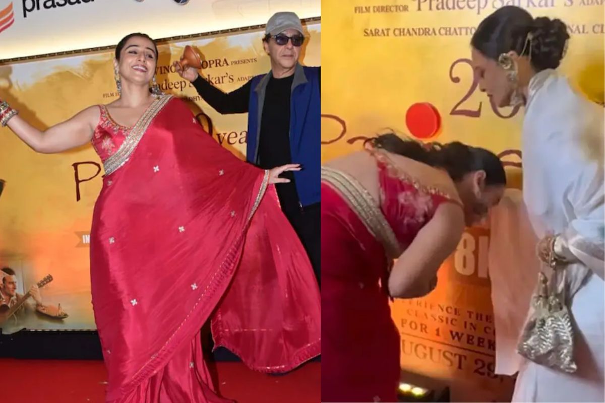 46 की विद्या बालन ने लाल साड़ी में किया शानदार डांस, रेखा के पैर छूकर लिया आशीर्वाद