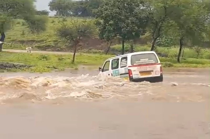 ambulance swept away in river