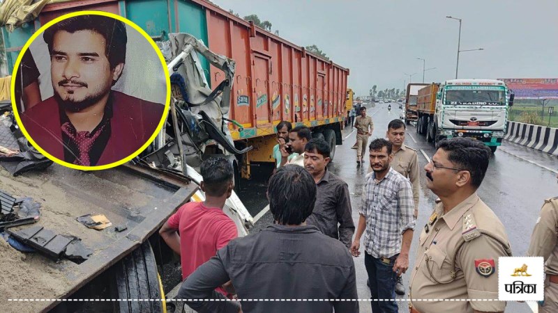amroha delhi lucknow highway container accident driver dead