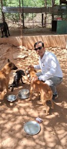 इंसानियत का सबसे खूबसूरत रूप: राजस्थान मूल के तेजराज विनायकिया कुत्तों की सेवा करते हुए। अब यह उनकी दिनचर्या का हिस्स्सा बन चुका है।