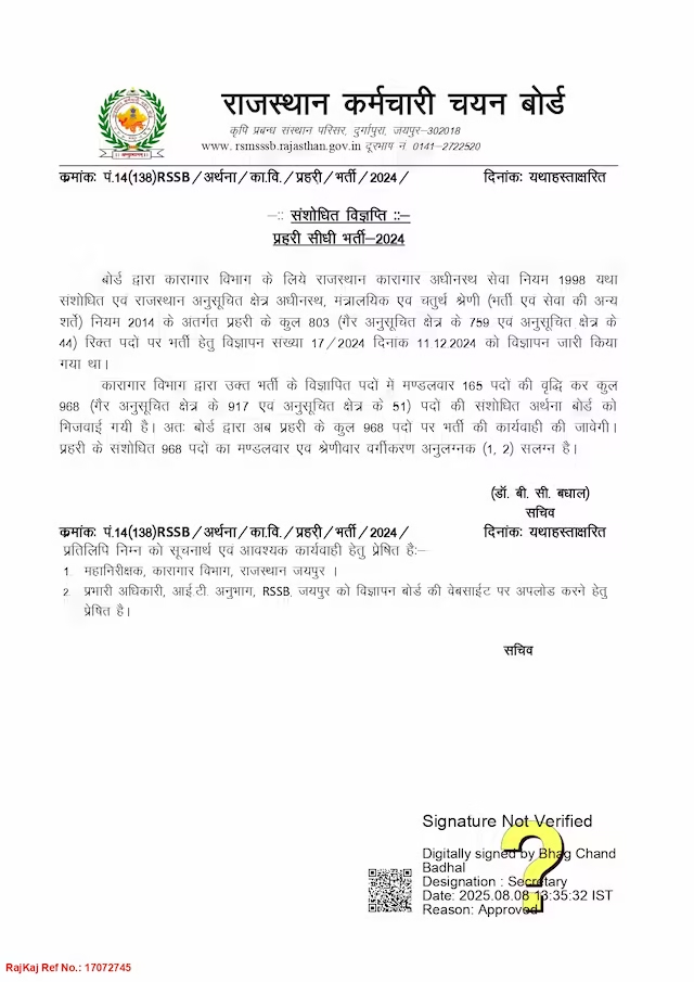 Rajasthan Jail Warder Exam