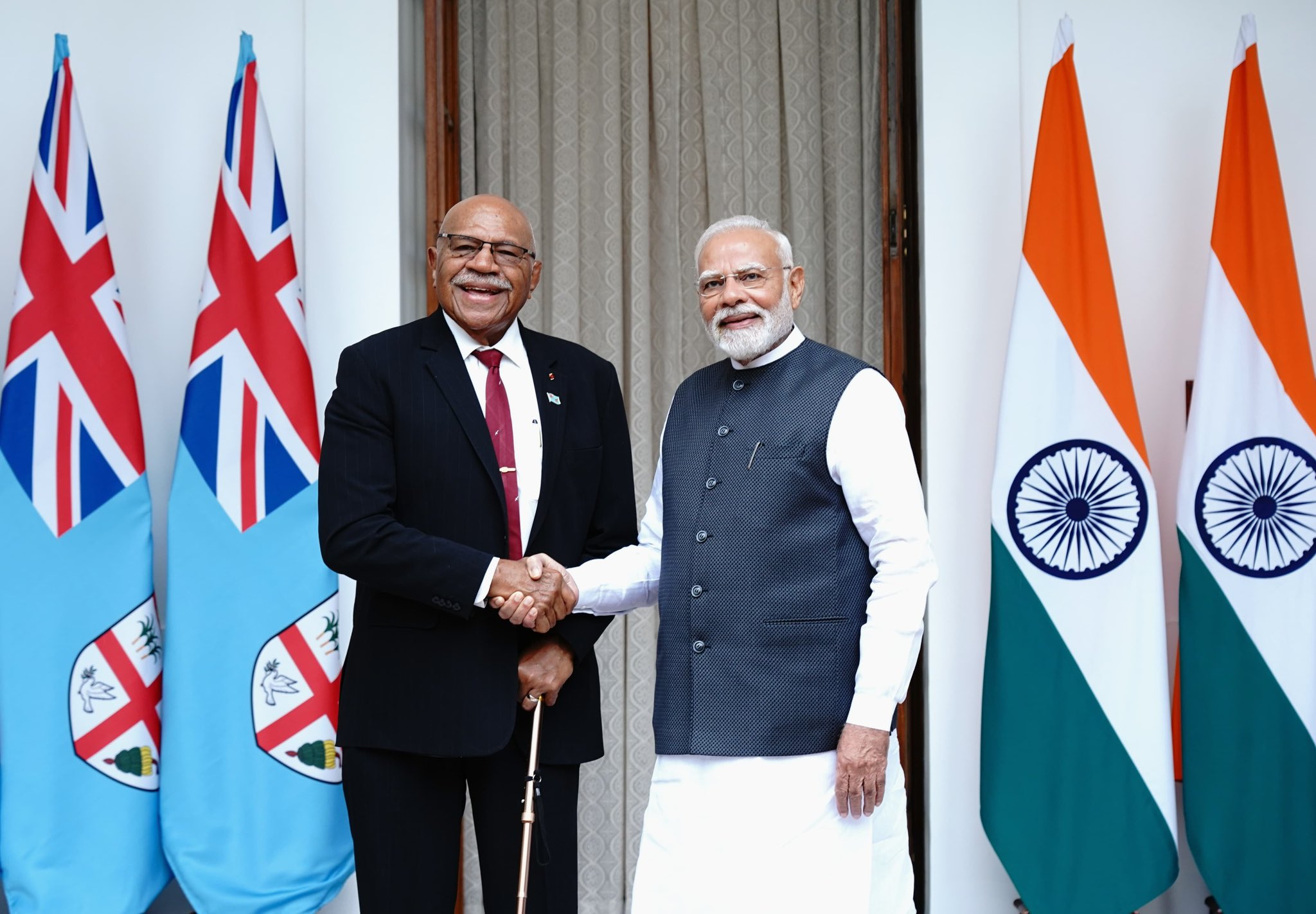 Fiji PM Sitiveni Rabuka with Indian Prime Minister Narendra Modi