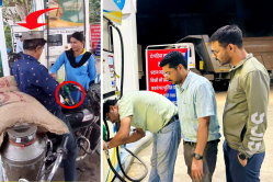 हेलमेट के बजाय शख्स ने दूध के ढबरे का ढक्कन सिर पर रखकर पंप से भरवा लिया
पेट्रोल, हुआ कड़ा एक्शन - image