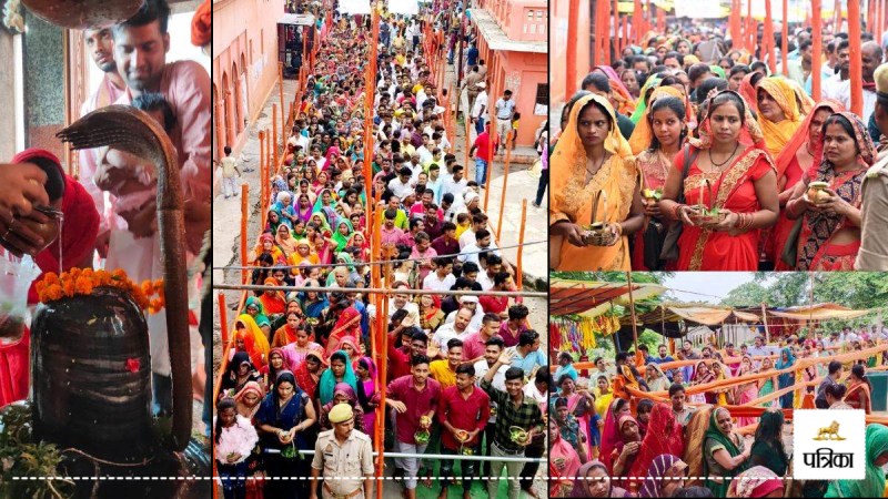 sawan fourth somwar shiv bhakti sambhal temple rain shriveling darshan