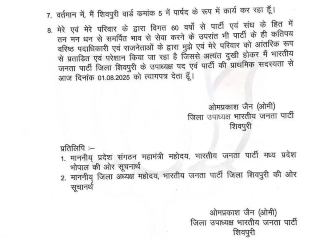 shivpuri bjp