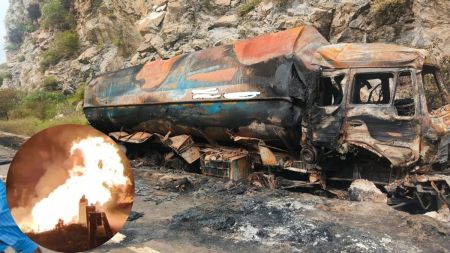 tanker on fire