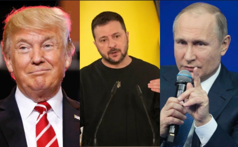 Donald Trump, Volodymyr Zelenskyy and Vladimir Putin