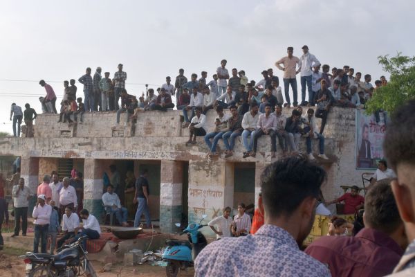 Crowd of Tejaji devotees gathered in Kharnal
