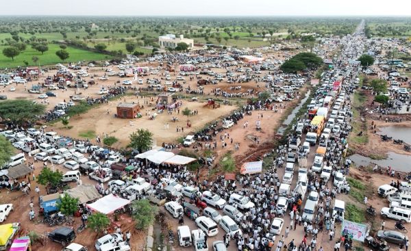 Crowd of Tejaji devotees gathered in Kharnal