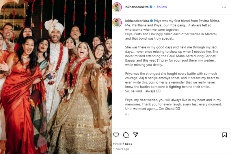 Ankita Lokhande Latest Post