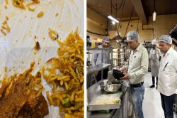 Cockroach in Biryani: Video: होटल ग्रांड बसंत रेस्टोरेंट की बिरयानी में निकला
मरा कॉकरोच, डॉक्टर ने Video किया वायरल, प्रशासन ने मारा छापा - image