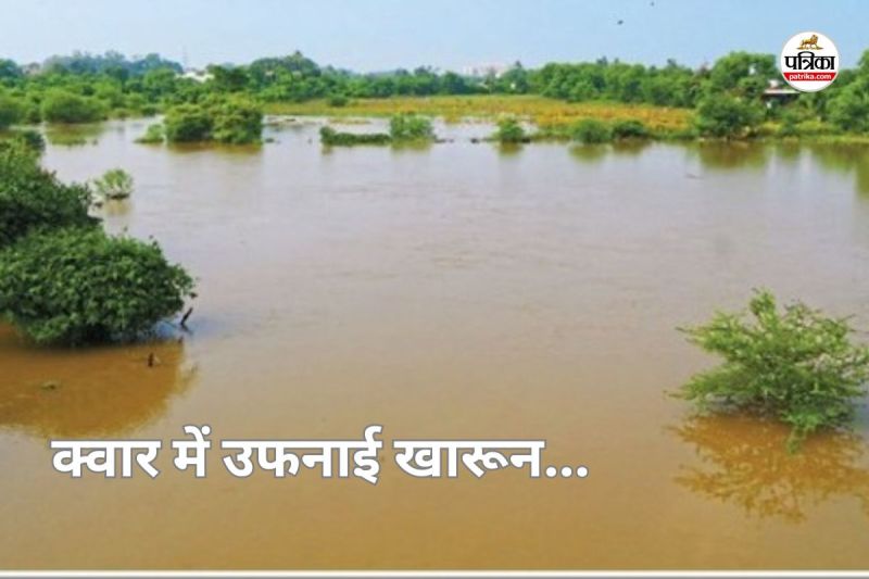 Kharun River: भारी बारिश के बाद खारुन नदी का रौद्र रूप, महादेव घाट से बहा पानी...(photo-patrika)